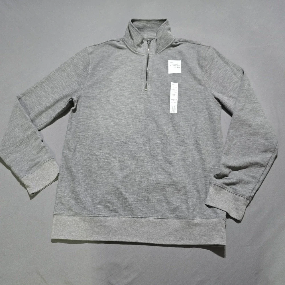 new Sonoma Quarter Zip Pullover Mens Medium Grey Supersoft Double Knit